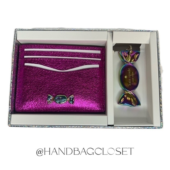 Kate Spade Candy Wrapper Bon Bon Tote Wallet Keychain Boxed Set Cedar Street NWT - Picture 14 of 16